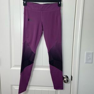 NWOT Under Armour women’s purple black stretch high waisted tech pocket leggings